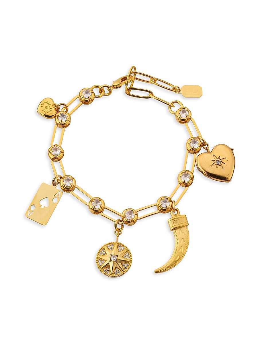 Women's Hyacinth 24K-Gold-Plated & Crystal Charm Bracelet
