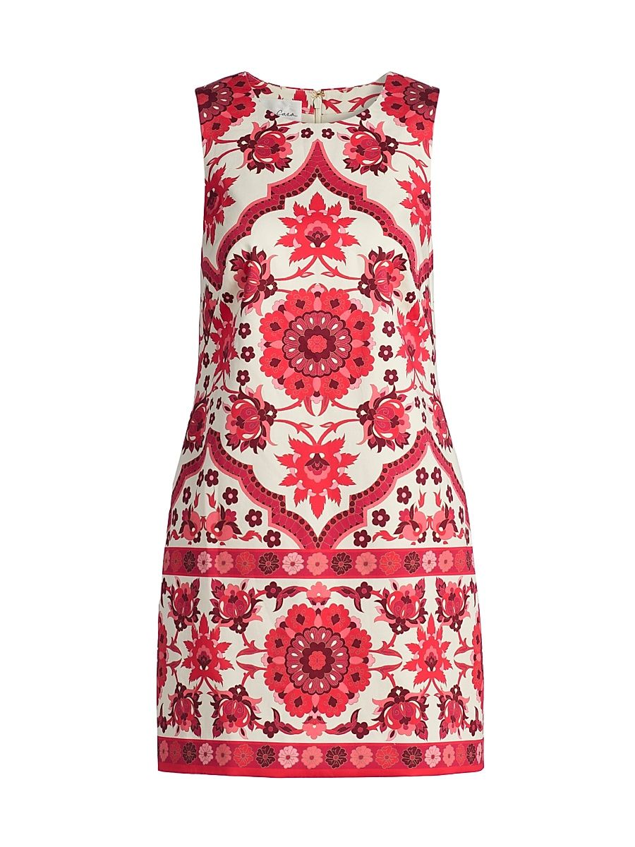 Women's Mackenzie Printed Stretch-Cotton Sleeveless Minidress - Mystic Pink - Size XL