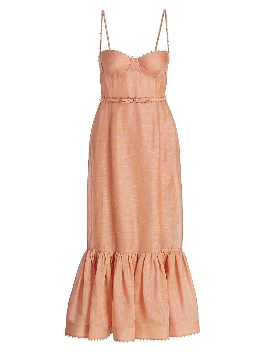 Women's Hypnotic Silk-Blend Bustier Gown - Peach - Size 8