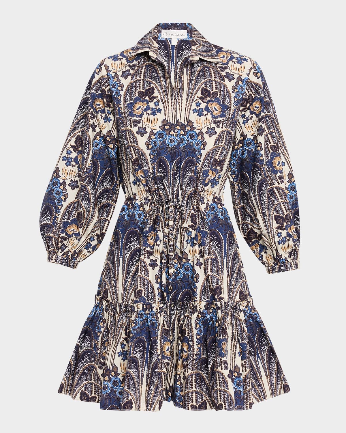 Robin Puff-Sleeve Floral Poplin Mini Dress