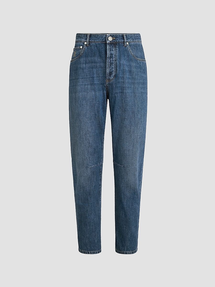 Men's Lightweight Denim Five-Pocket Jeans - Medium Denim - Size 32