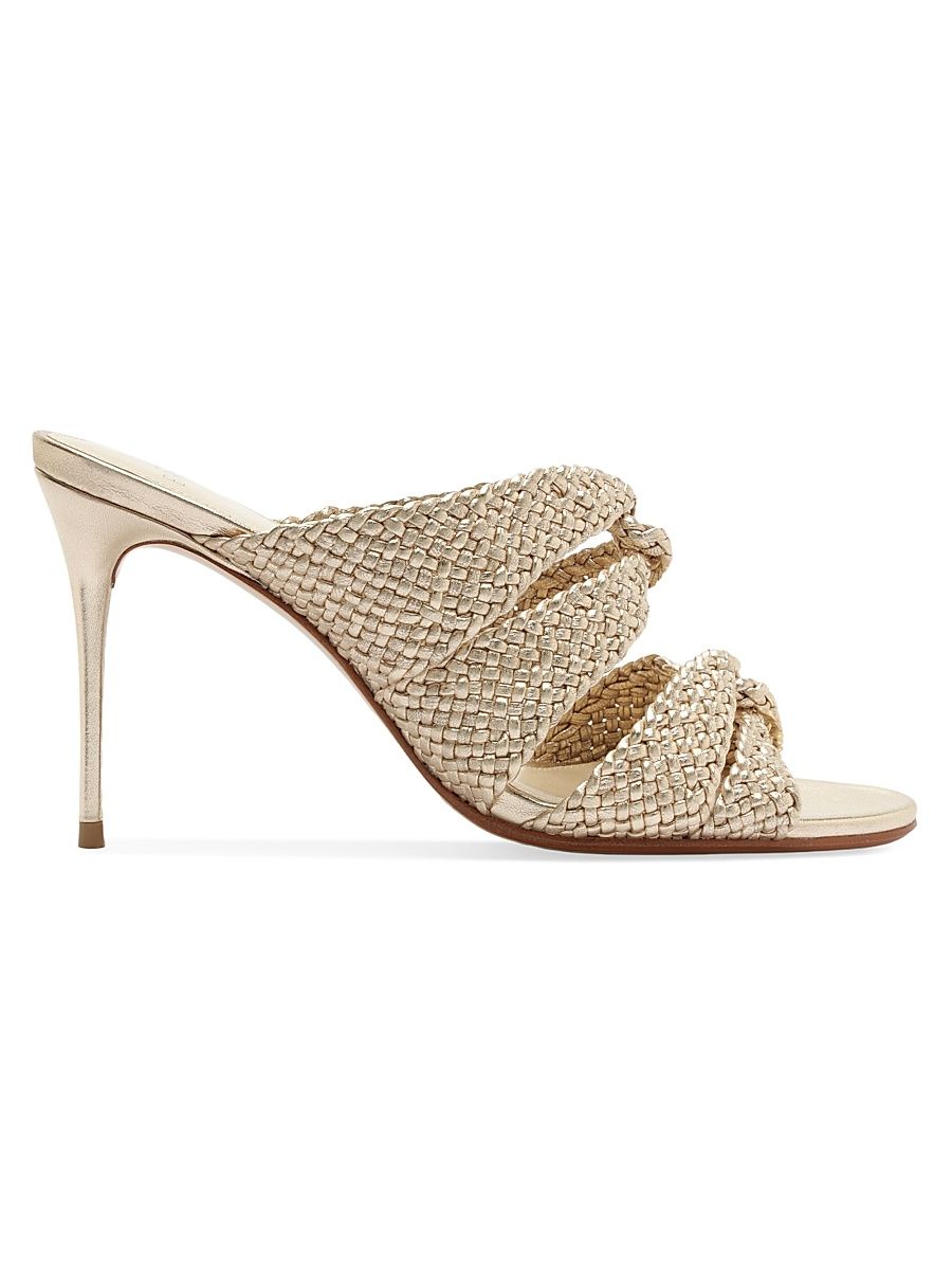 Women's Sabrina 85MM Braided Leather Mules - Golden - Size 11.5