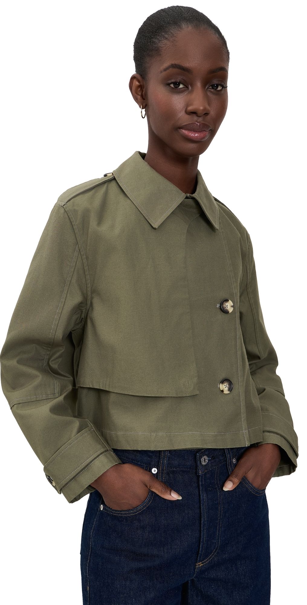 rag & bone Jamie Cropped Trench Coat Argrn XXS