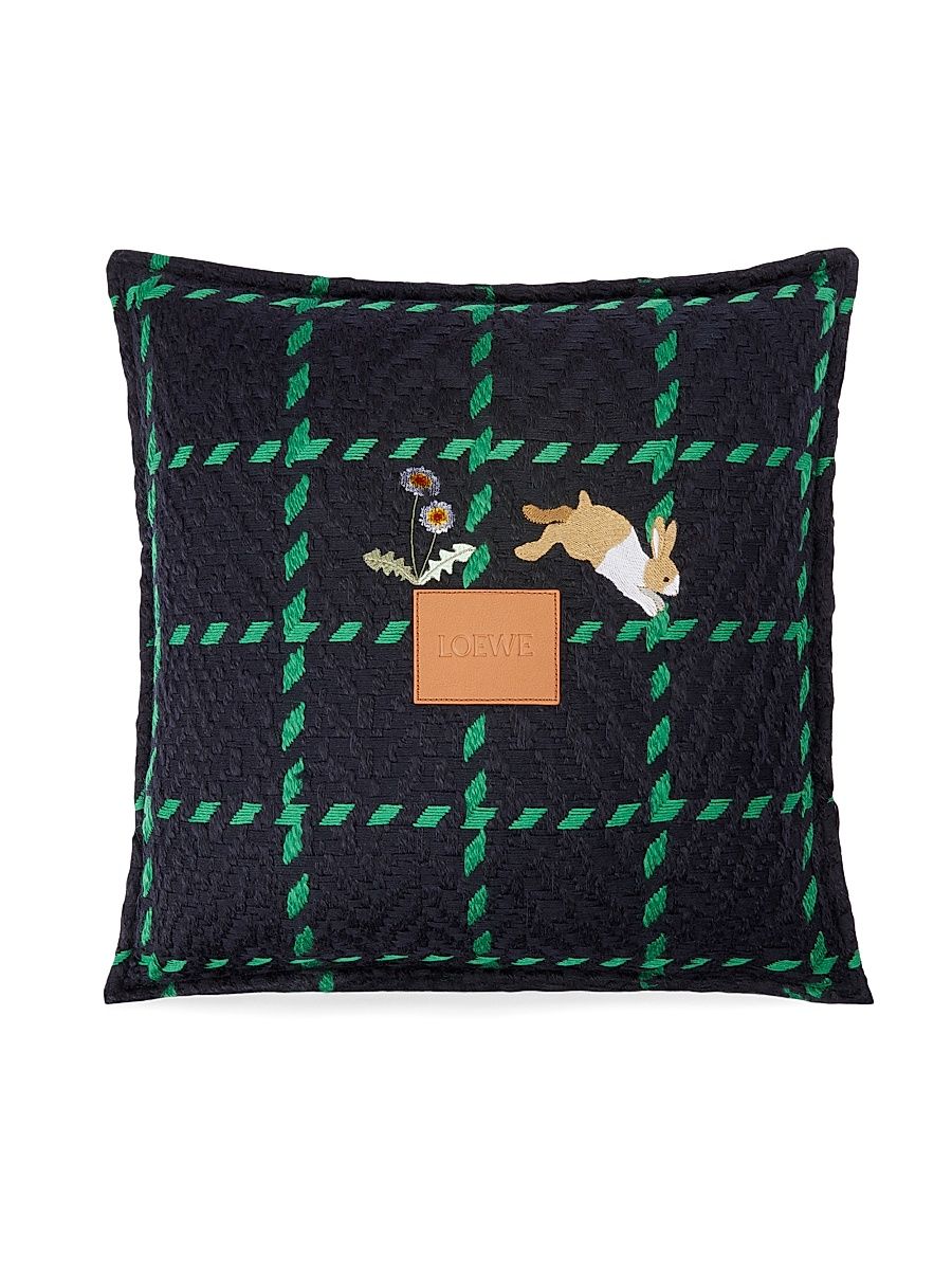 Picnic Bunny Cushion - Dark Green