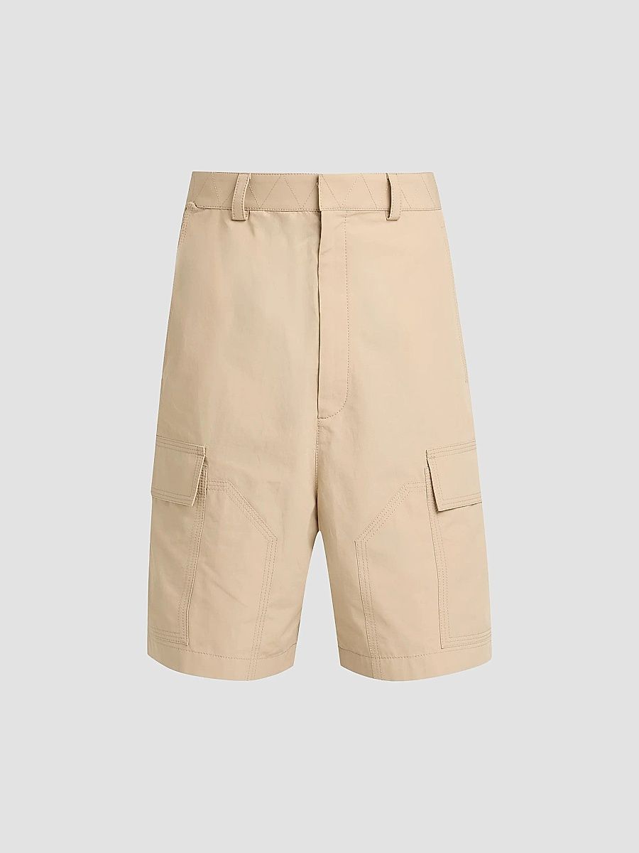 Men's Cotton Toile Cargo Shorts - Stucco - Size 44