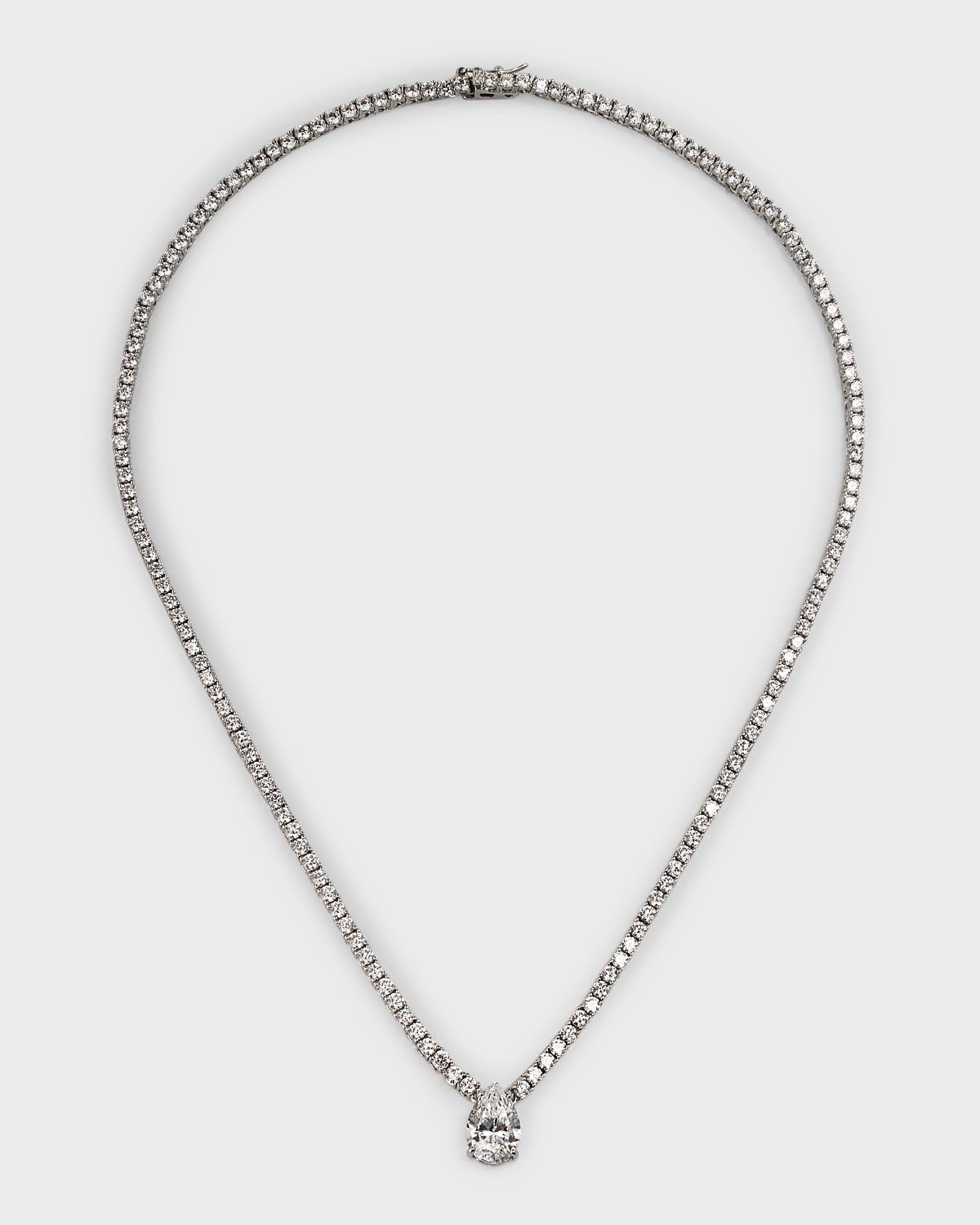 Sterling Silver Cubic Zirconia Pear Center Tennis Necklace