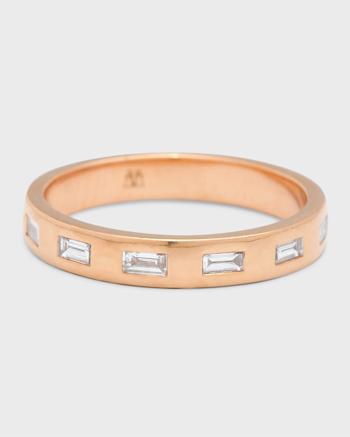 Ottoline Rose Gold Band Ring with Gypsy-Set Baguettes