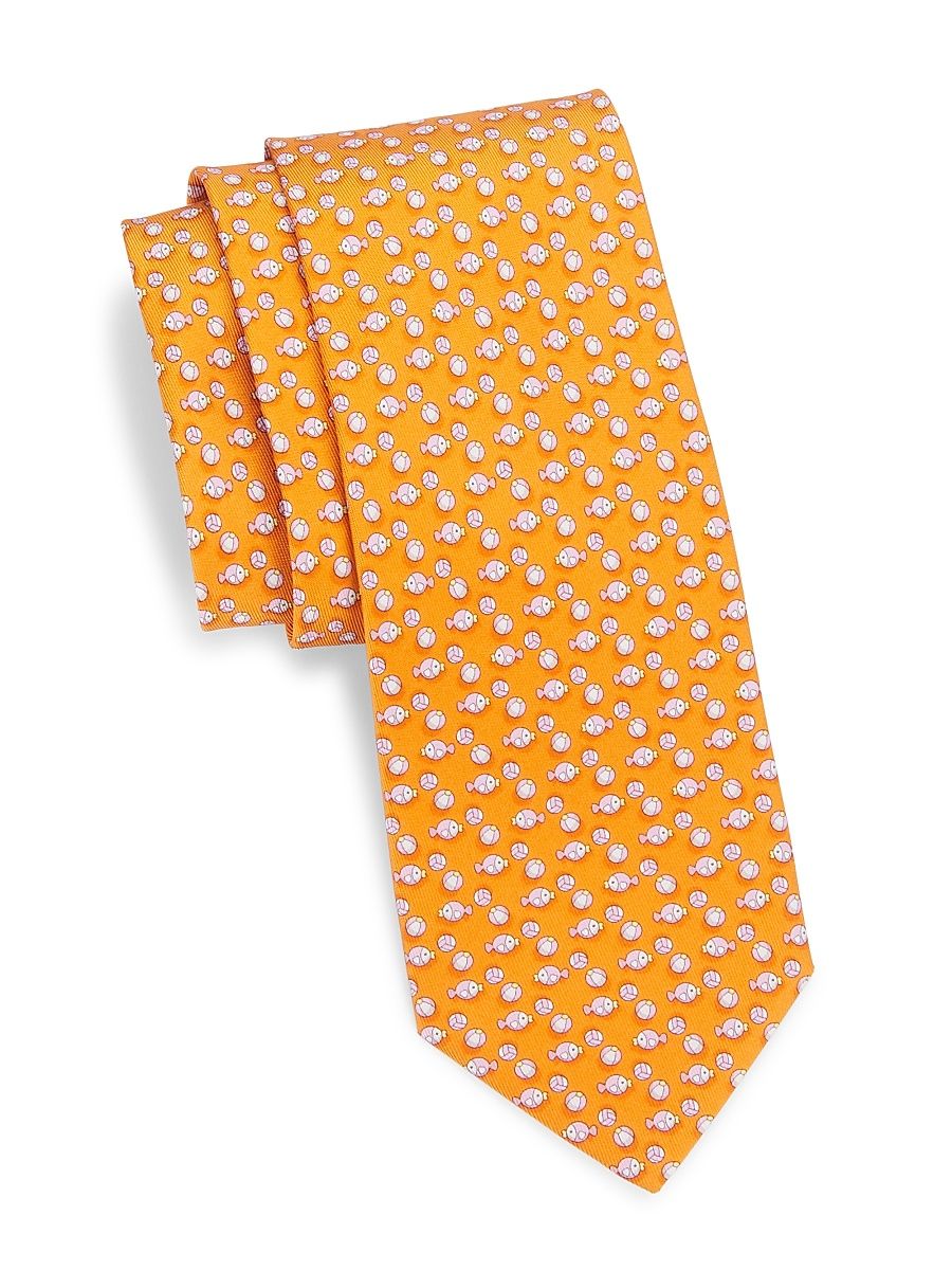 Men's Vanda Silk Fish Ball Tie - Orange