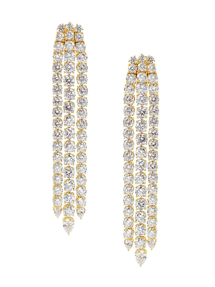 Women's Perfect XL Cubic Zirconia Tennis Waterfall Earrings - Gold