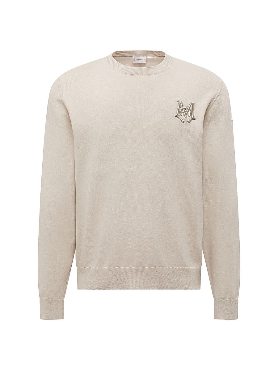 Men's Crew-Neck Sweater in Cotton - Light Beige - Size XL