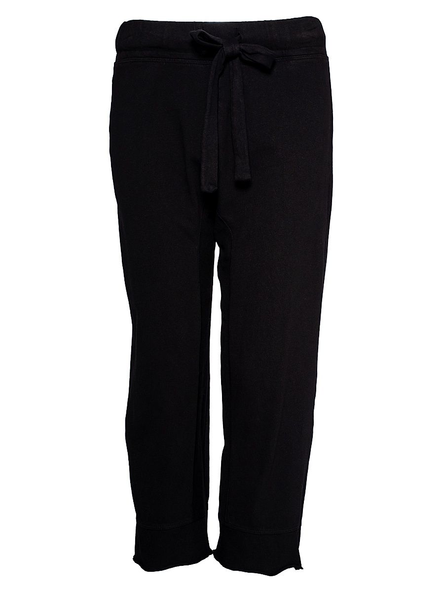 Women's Crop Raw Jogger Easy Fit Pants - Black - Size Large