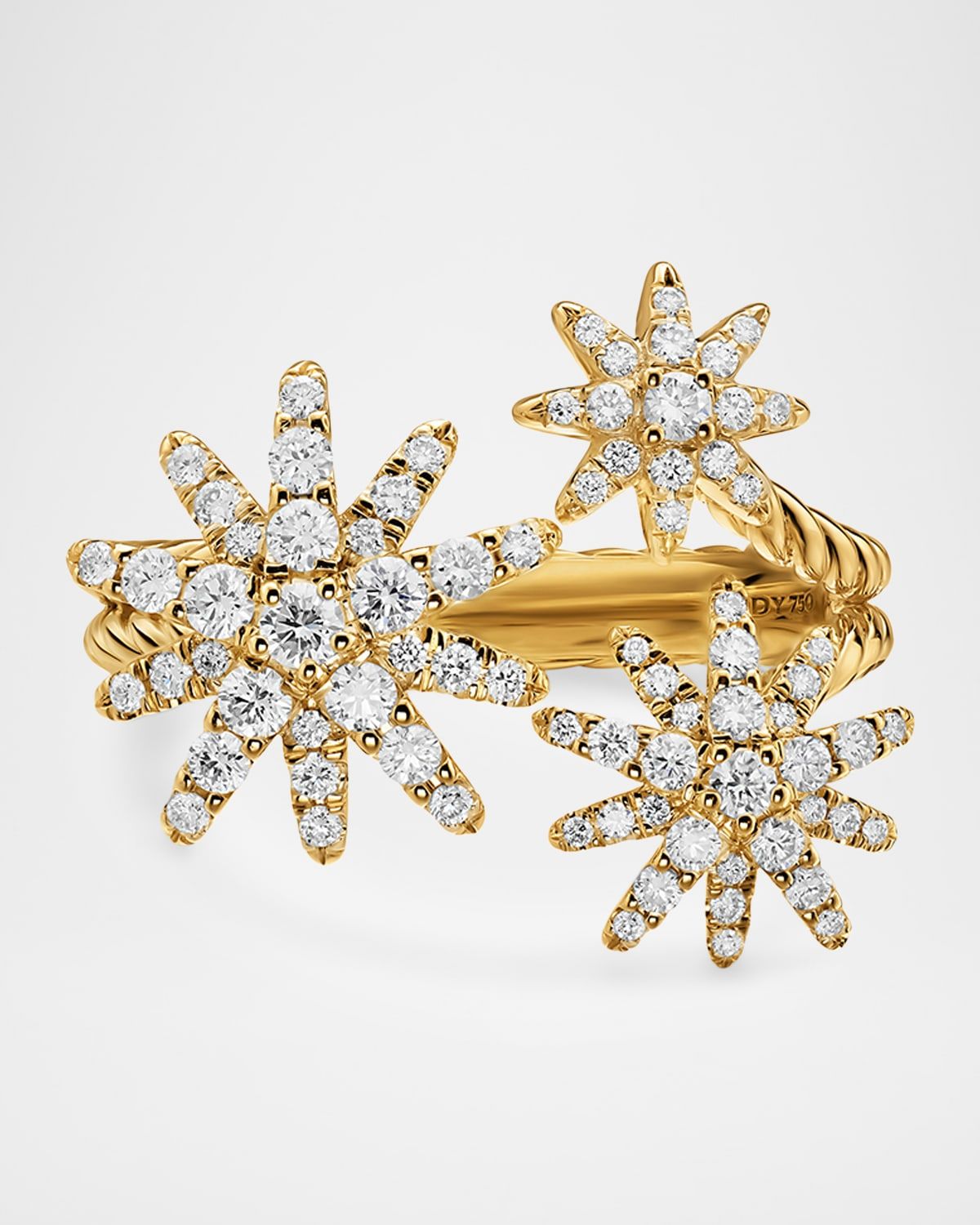 Starburst Multi Star Ring with Diamonds in 18K Gold, 17.7mm
