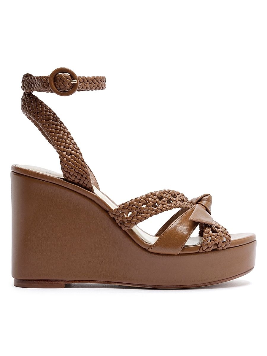 Women's Suelita 100MM Woven Raffia Platform Wedges - Espresso - Size 12