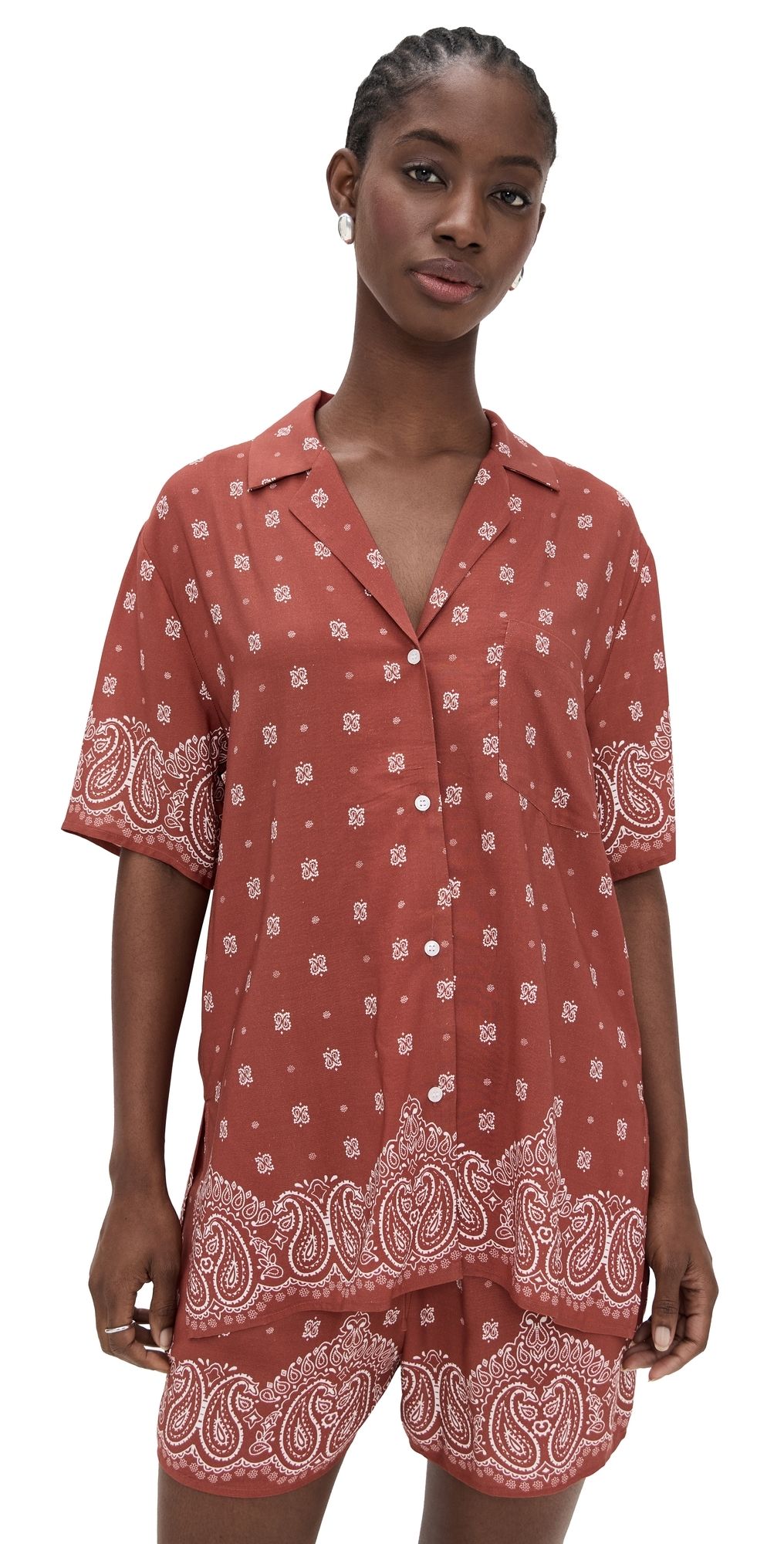 WAYF Breeze Short Sleeve Top Terracotta Bandana M