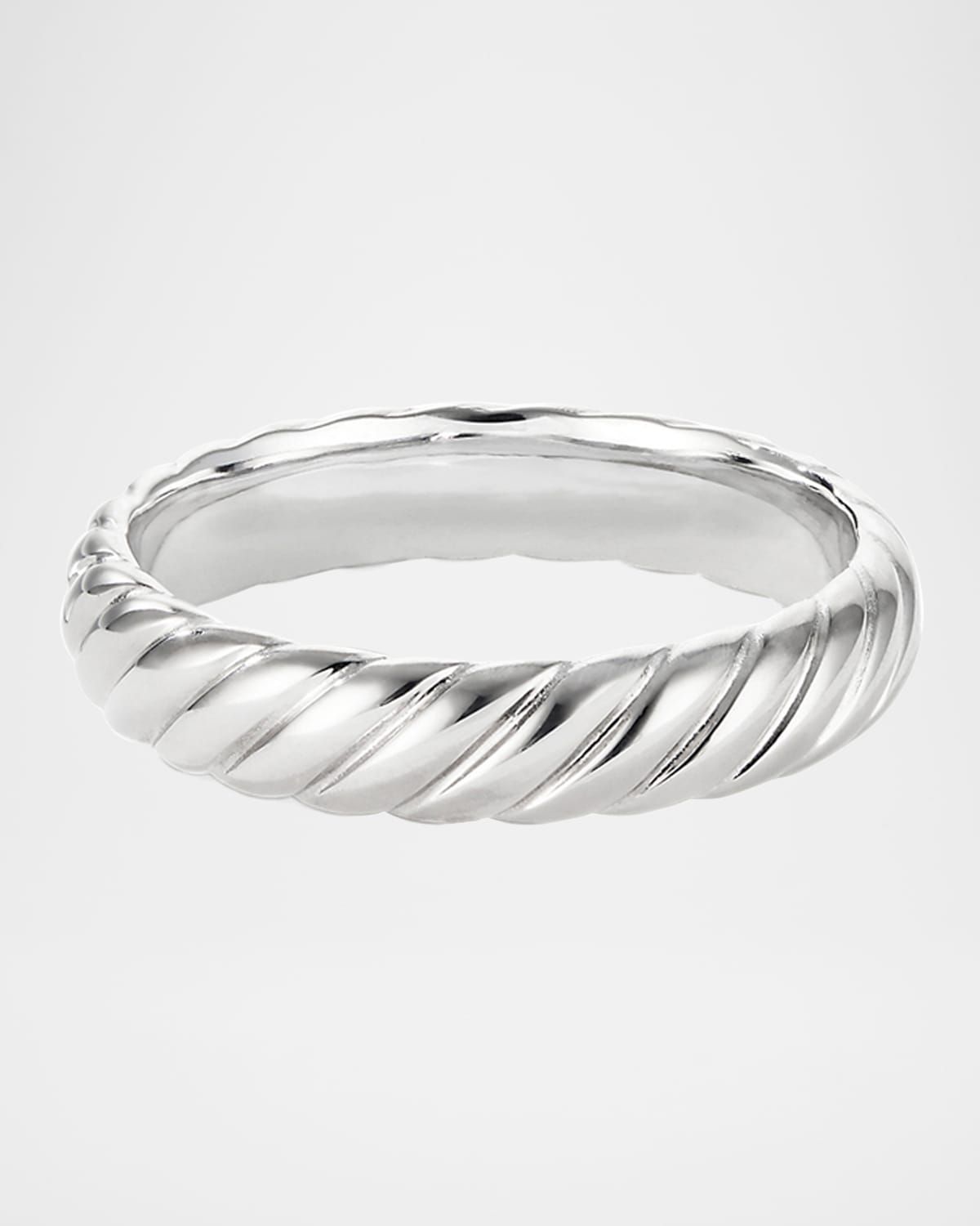 Men & apos;s Cable Band Ring in 18K White Gold, 5mm