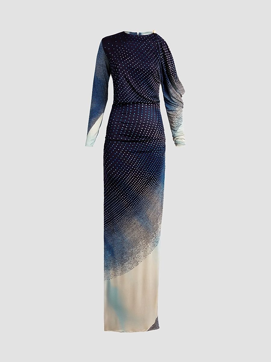 Women's Zaid Printed Jersey Maxi Dress - Navy - Size Small