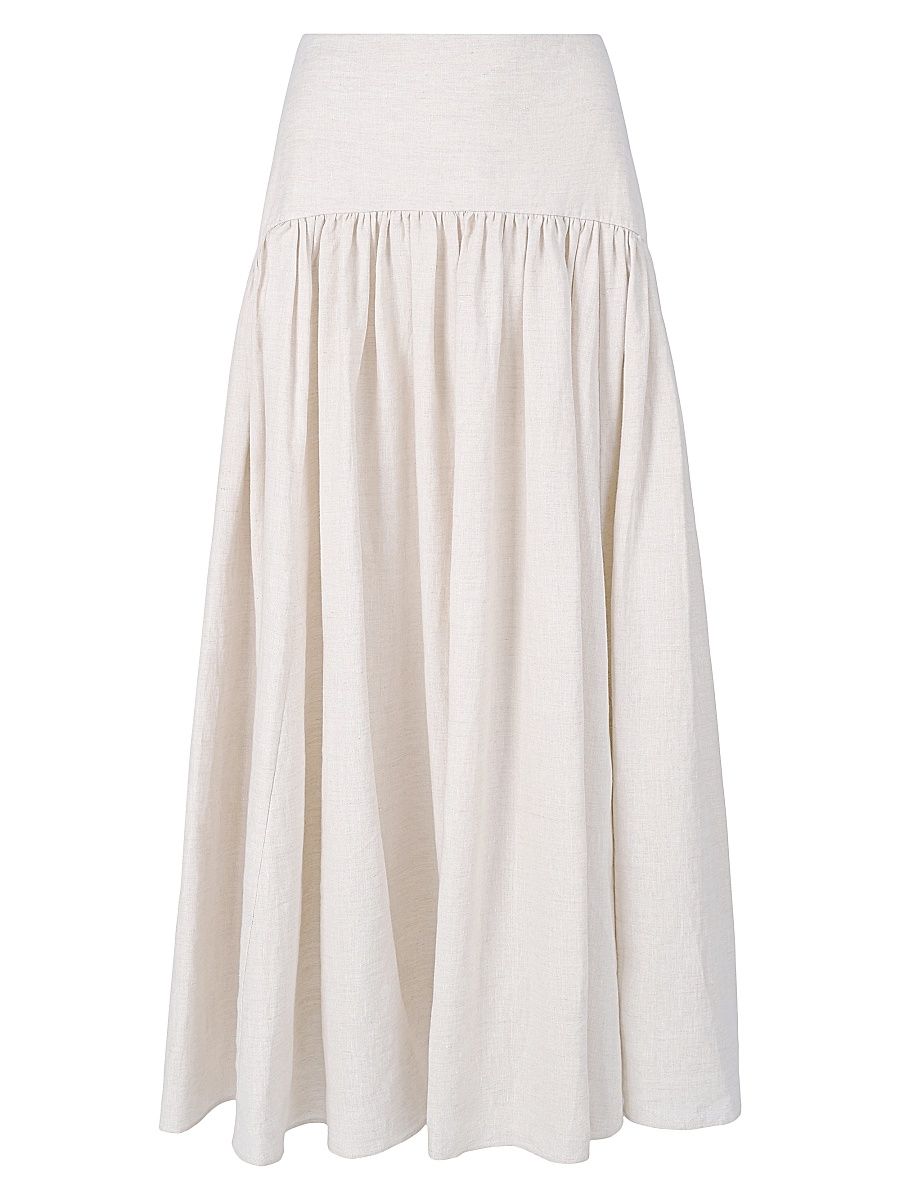 Women's Procida Drop-Waist Linen Maxi Skirt - Natural - Size 16
