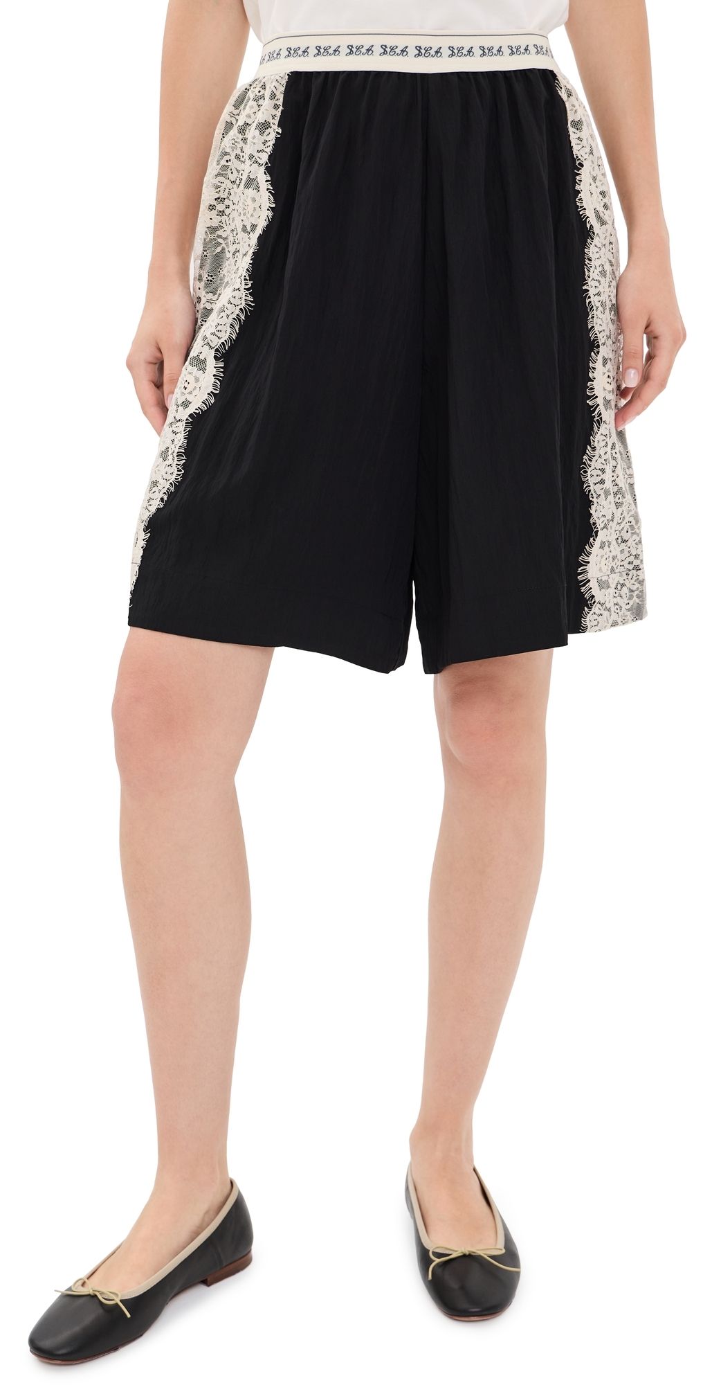 Sea Lisette Solid Knee Shorts Black XL