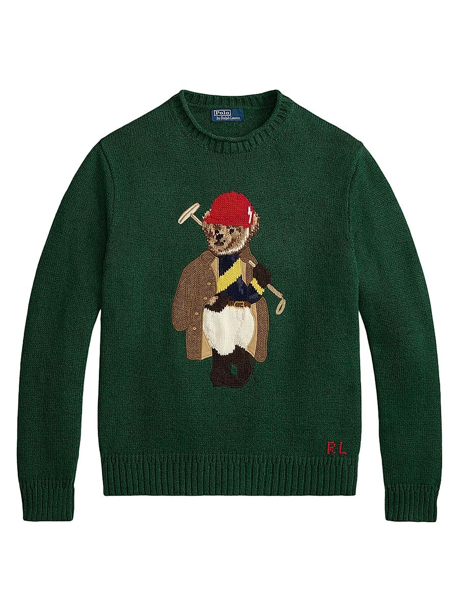 Men's Polo Bear Linen-Cotton Sweater - New Forest - Size Large