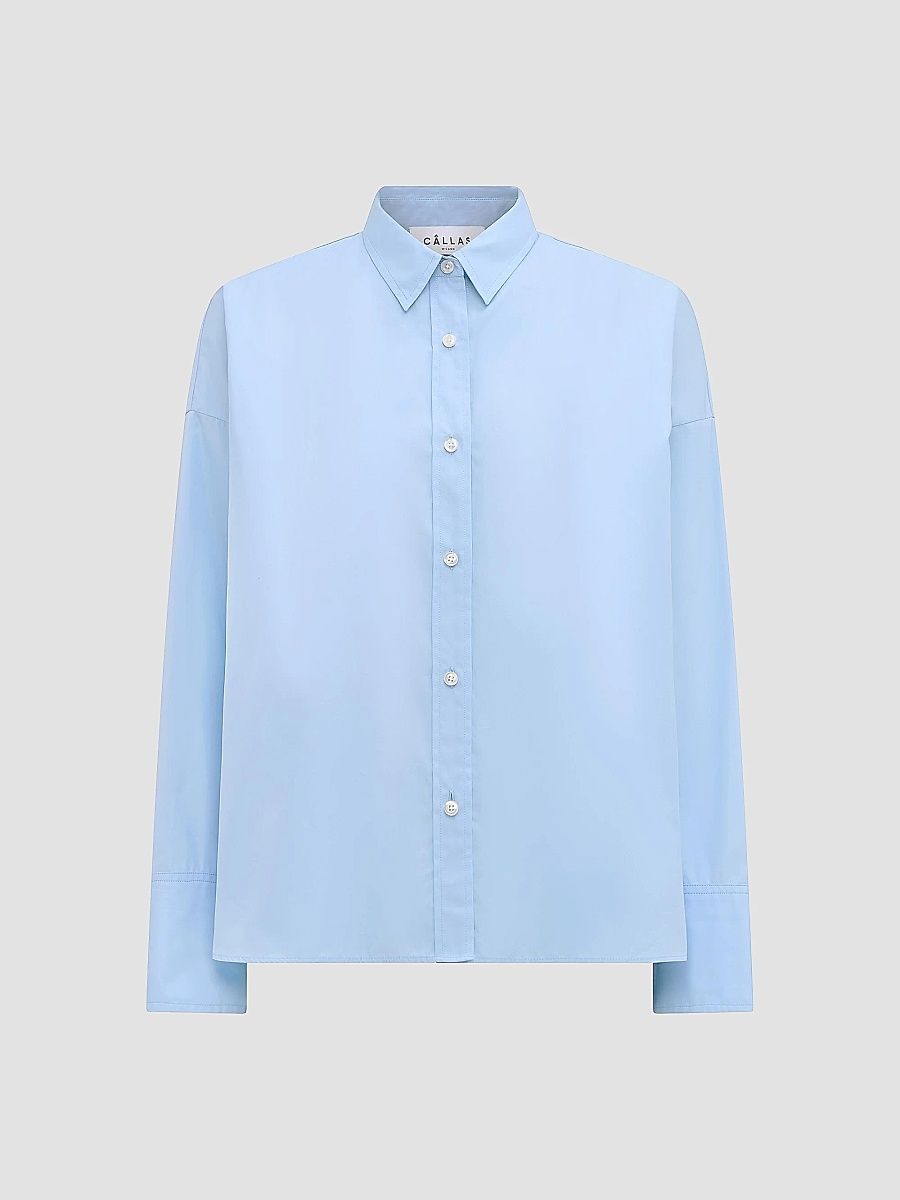 Callas Milano Women's Srene Scarf Back Shirt - Pale Blue - Size 6