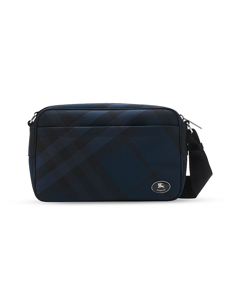 Men's Grid Slim Nylon Crossbody Bag - Navy