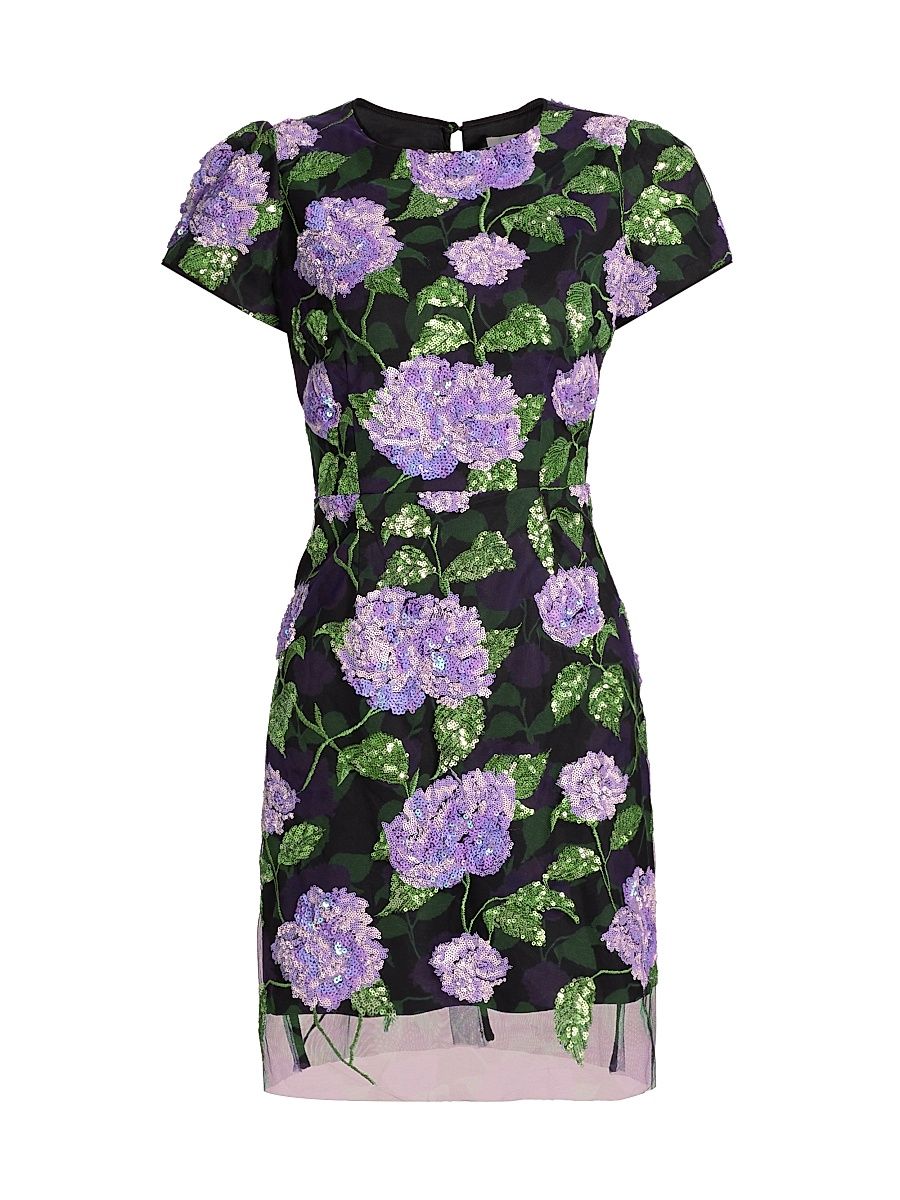Women's Kyla Sequined Floral Minidress - Lilac Multi - Size 10