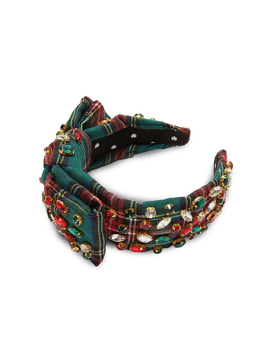 Women's Holly Plaid Crystal Headband - Festive Plaid
