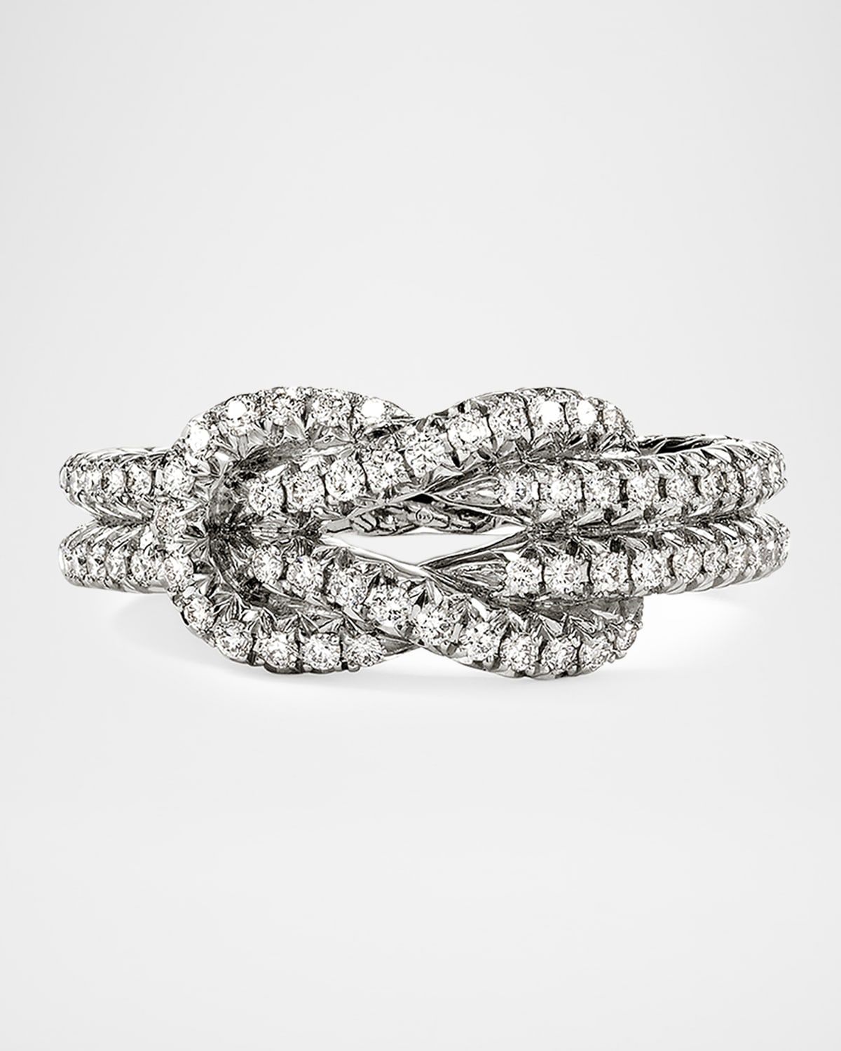 Sterling Silver Diamond Pave Love Knot Ring