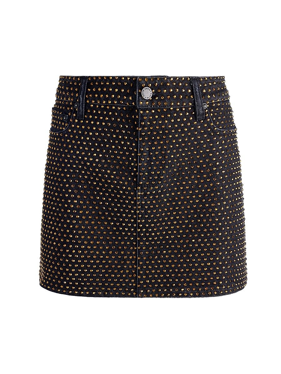 Women's Joss Embellished Denim Miniskirt - Maya Charcoal Black - Size 32