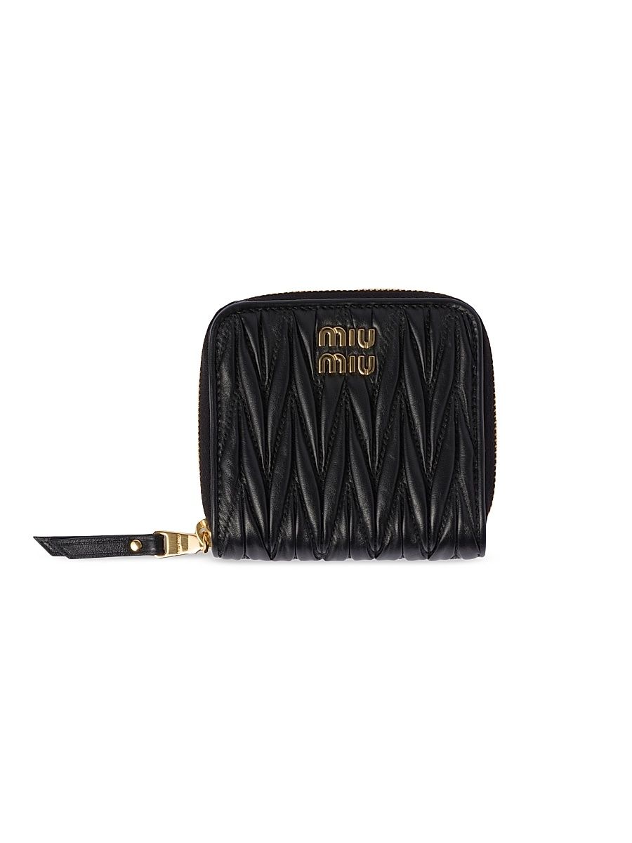 Women's Small Matelassé Nappa Leather Wallet - Black