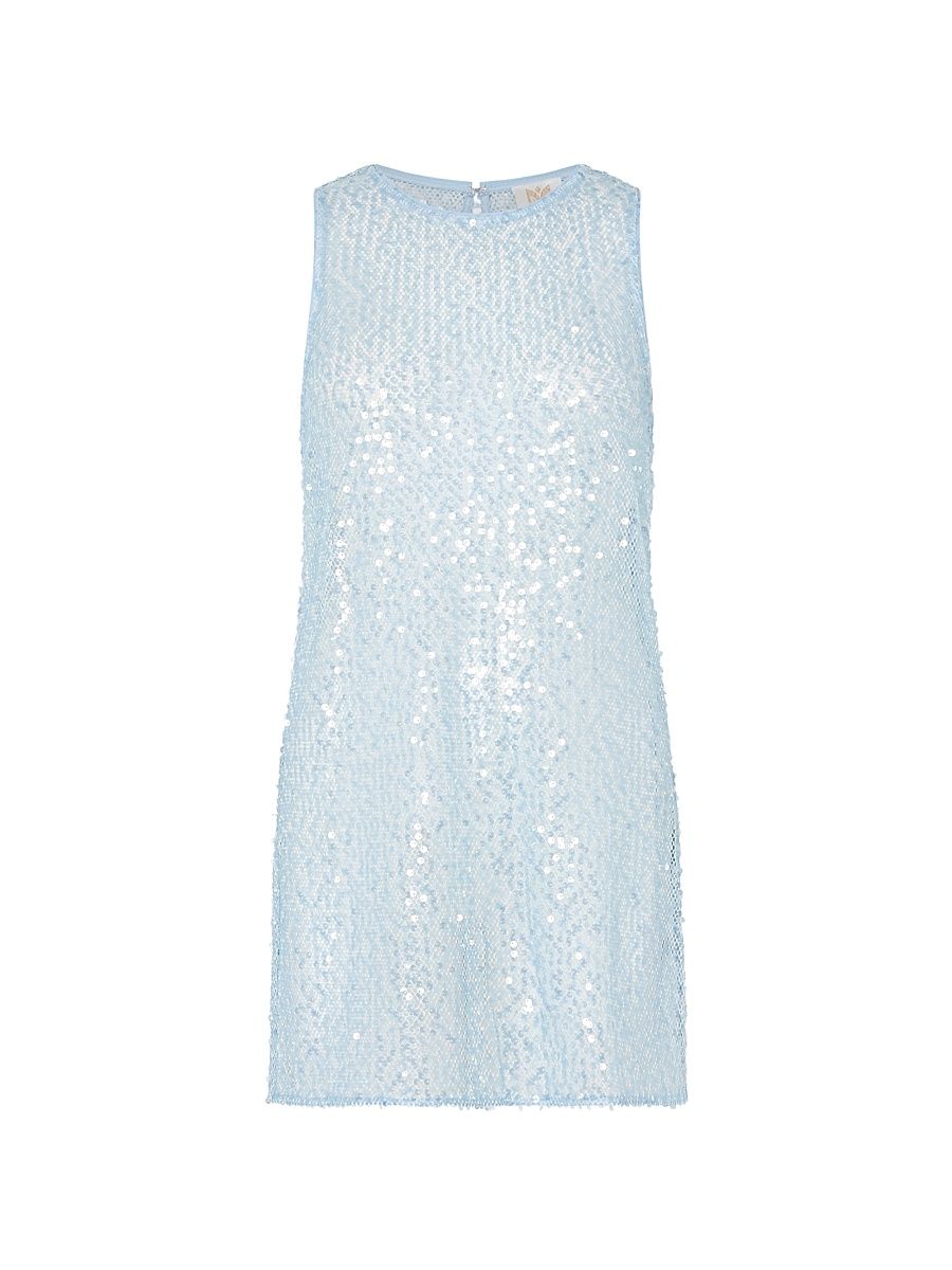 Women's Sequined Mesh Mini Coverup Dress - Blue - Size Medium