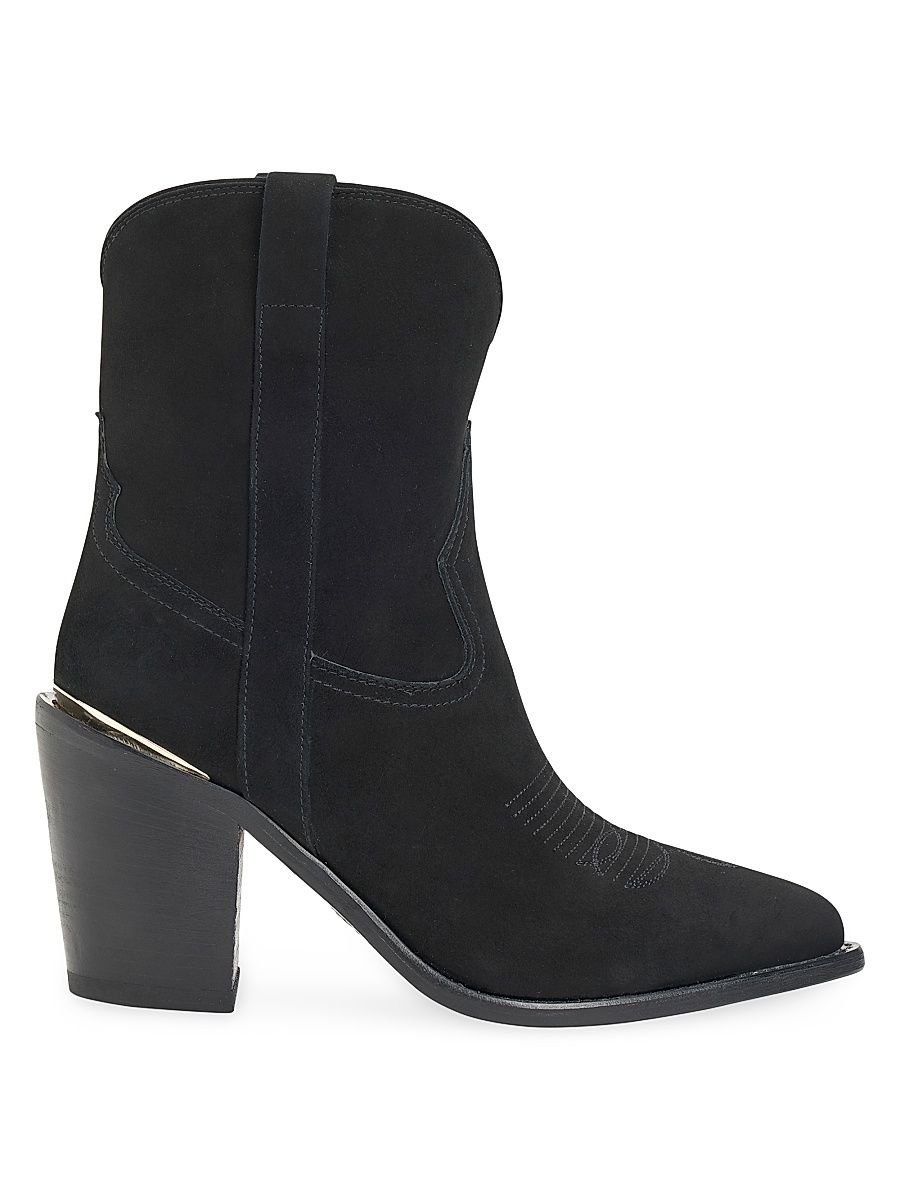 Women's Leigh Anne 90MM Suede Ankle Booties - Nero - Size 10