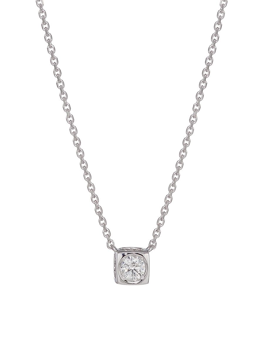 Women's Le Cube Diamant Platinum & Diamond Medium Pendant Necklace