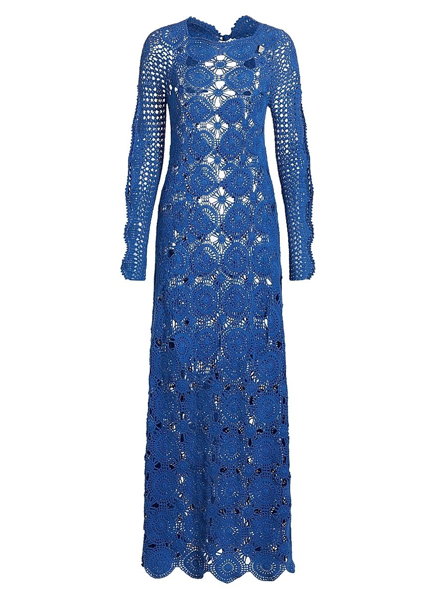 Women's Camino Jules Crochet Maxi Dress - Electric Blue - Size Small