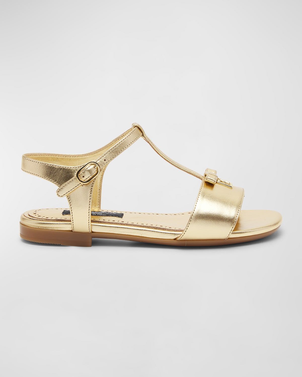Girl & apos;s Strappy Metallic Flat Medallion Sandals, Kids