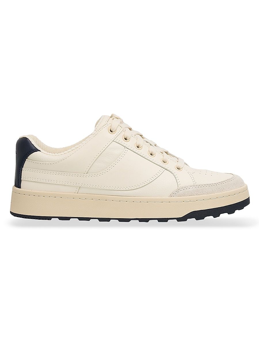 Men's Wilder Court Leather Low-Top Sneakers - Pebble White - Size 13