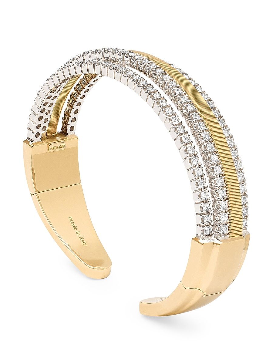 Women's Masai Two-Tone 18K Gold & 2.94 TCW Diamond 3-Row Tennis Cuff - Yellow Gold