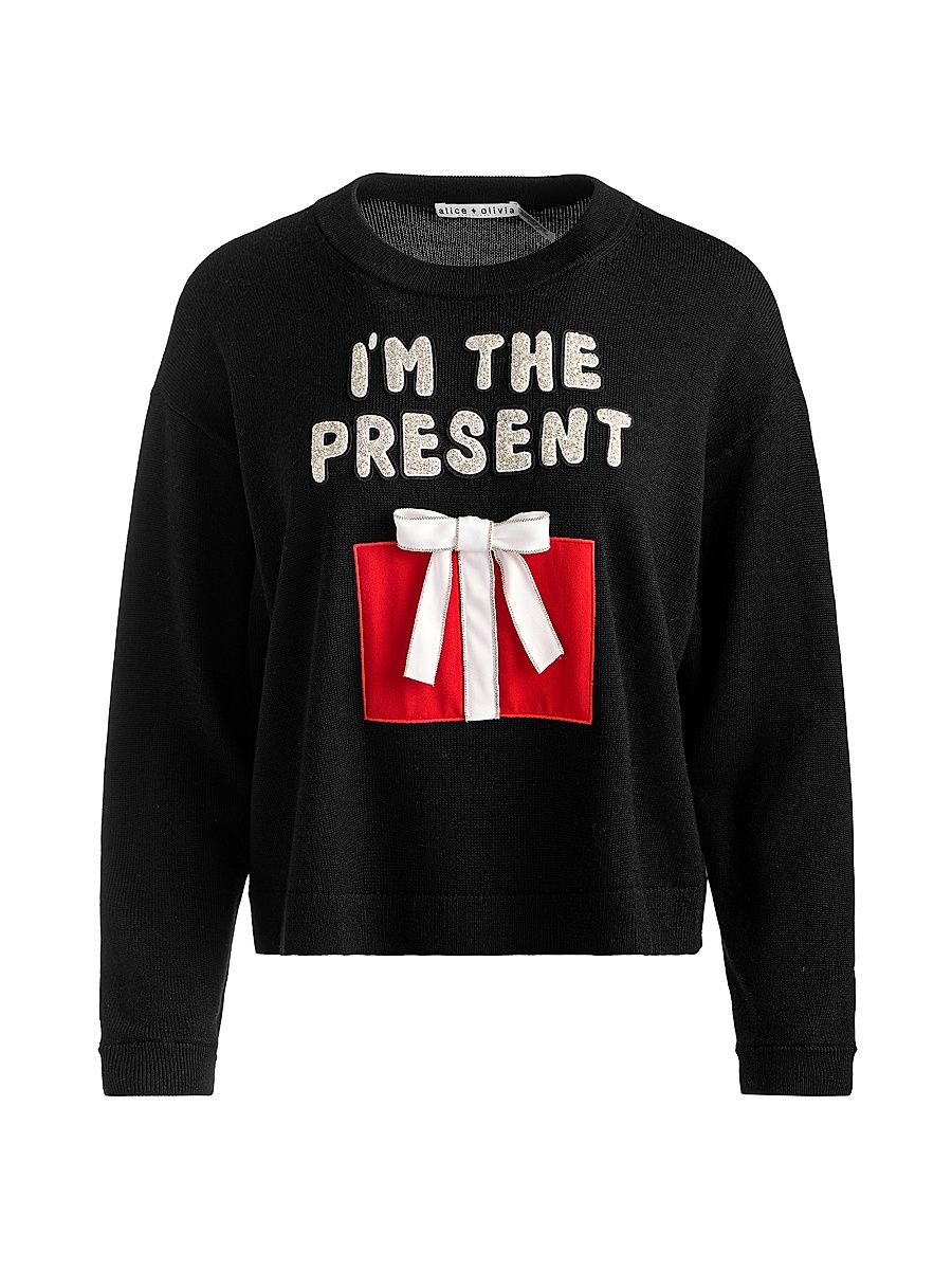 Women's Perry Present Crewneck Sweater - Black Multi - Size Large