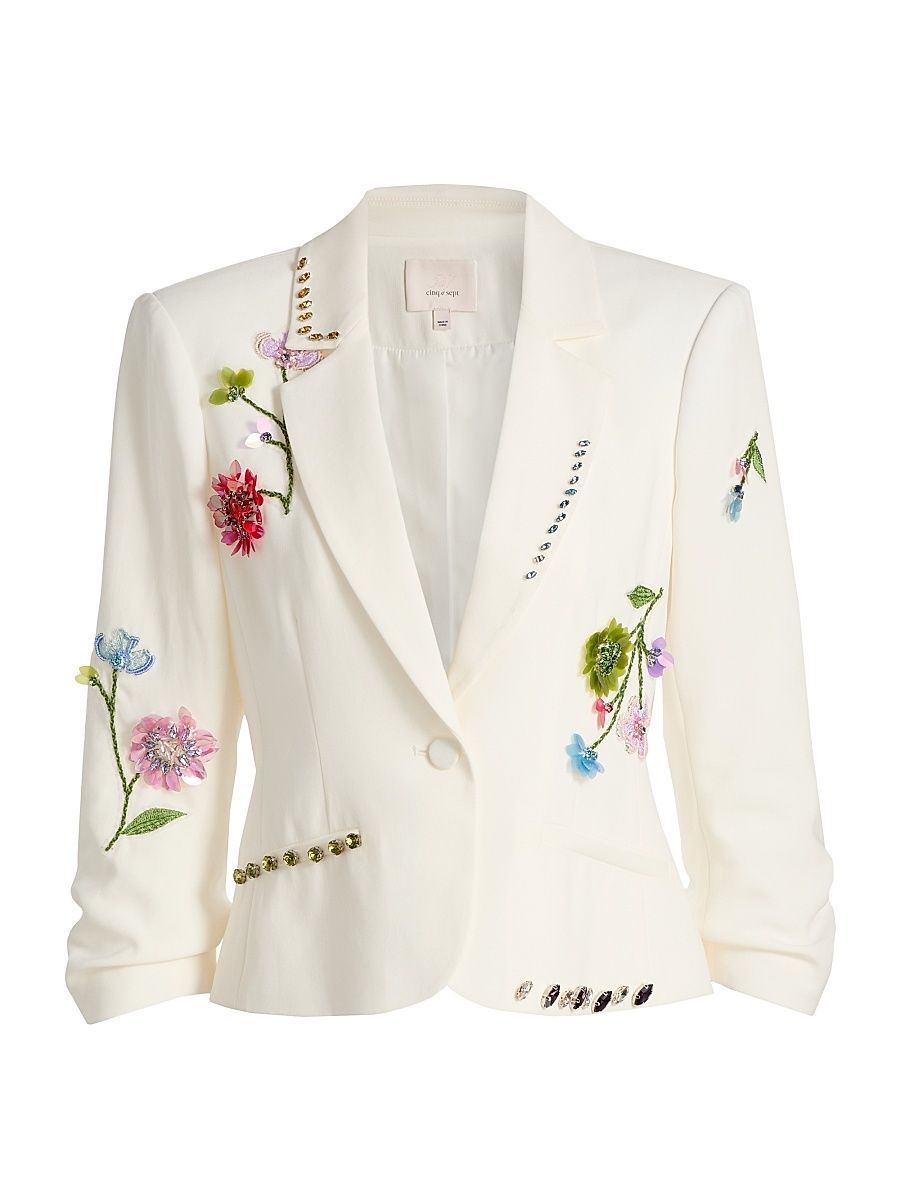 Women's 3D Floral Vine Le Petit Khloe Blazer - Ivory Multi - Size 16
