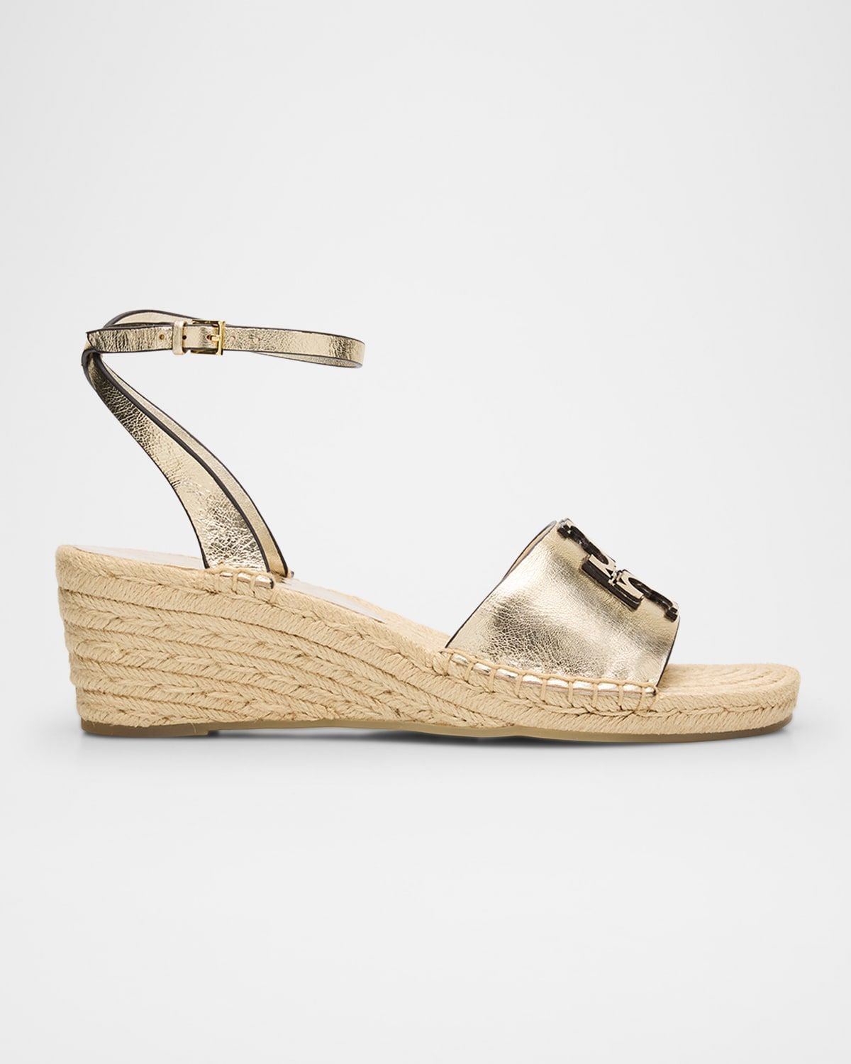 Ines Metallic Double T Wedge Espadrilles
