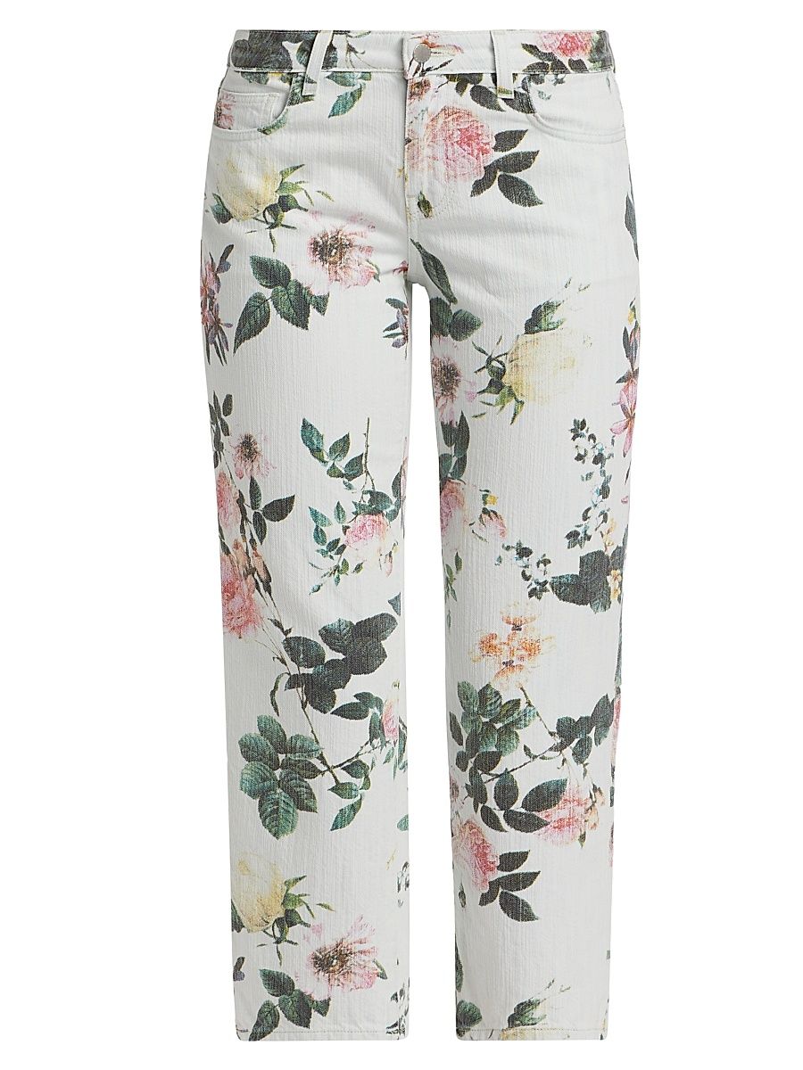 Women's Blaine Floral Low-Rise Crop Jeans - Multi Floral Bleach - Size 28