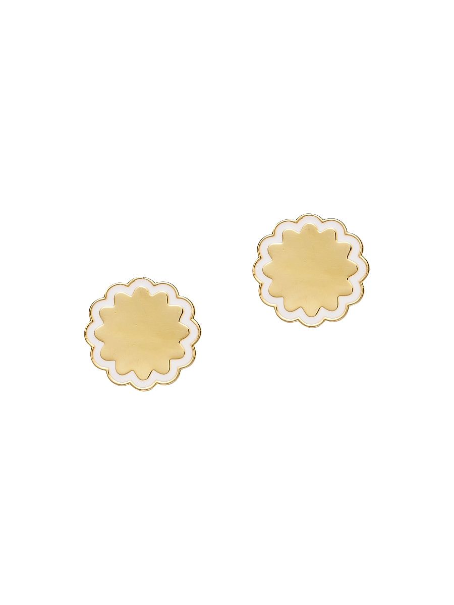 Women's 14K-Gold-Plated & Enamel Scalloped Coin Stud Earrings - Gold
