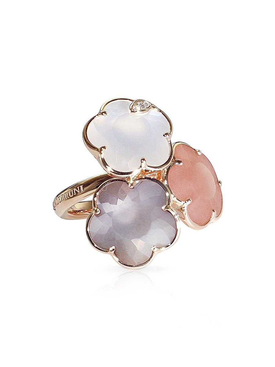 Women's Bouquet Lunaire 18K Rose Gold, Diamond & Moonstone Ring - Rose Gold