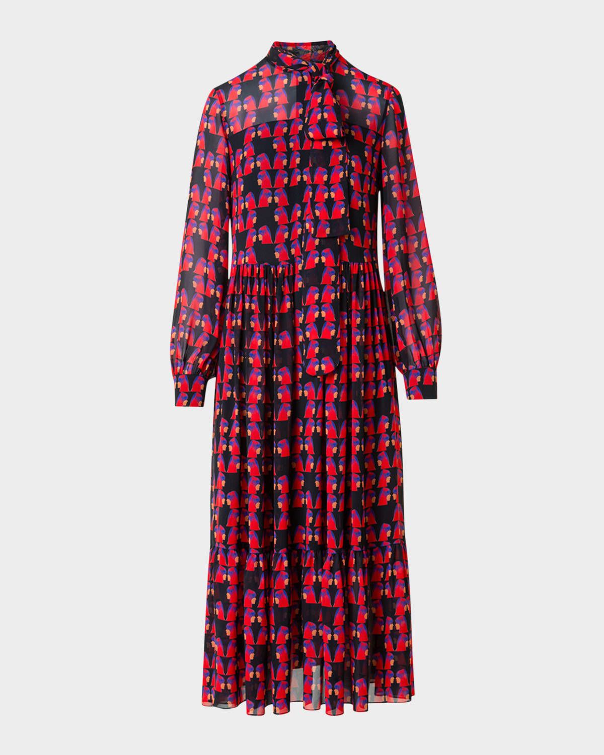 Francoise Hardy Print Georgette Midi Dress