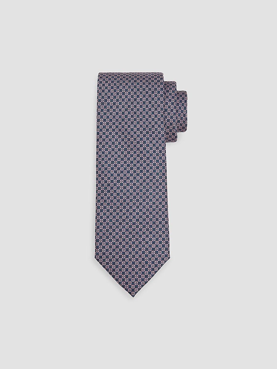 Men's Micro Motif Silk Tie - Navy