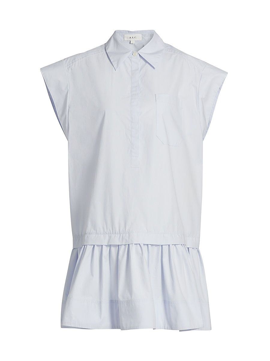 Women's Brock Cotton Drop-Waist Minidress - Acqua - Size Large