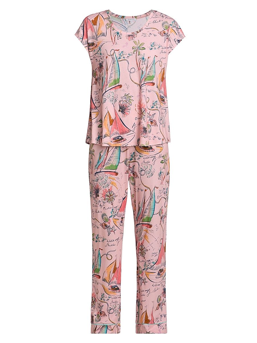 Women's The Bobbie Cotton-Blend Crop Pajamas - Delphina - Size XL