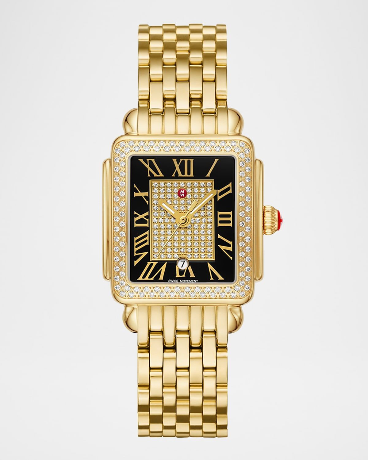 Deco Madison Mid Noir Diamond Dial Gold Bracelet Watch