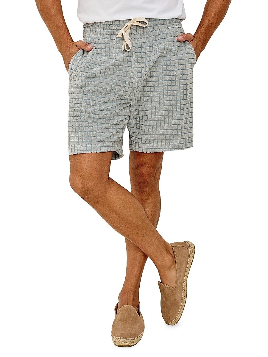 Men's Nova Drawstring Shorts - Silverline Blue Grid - Size XXL