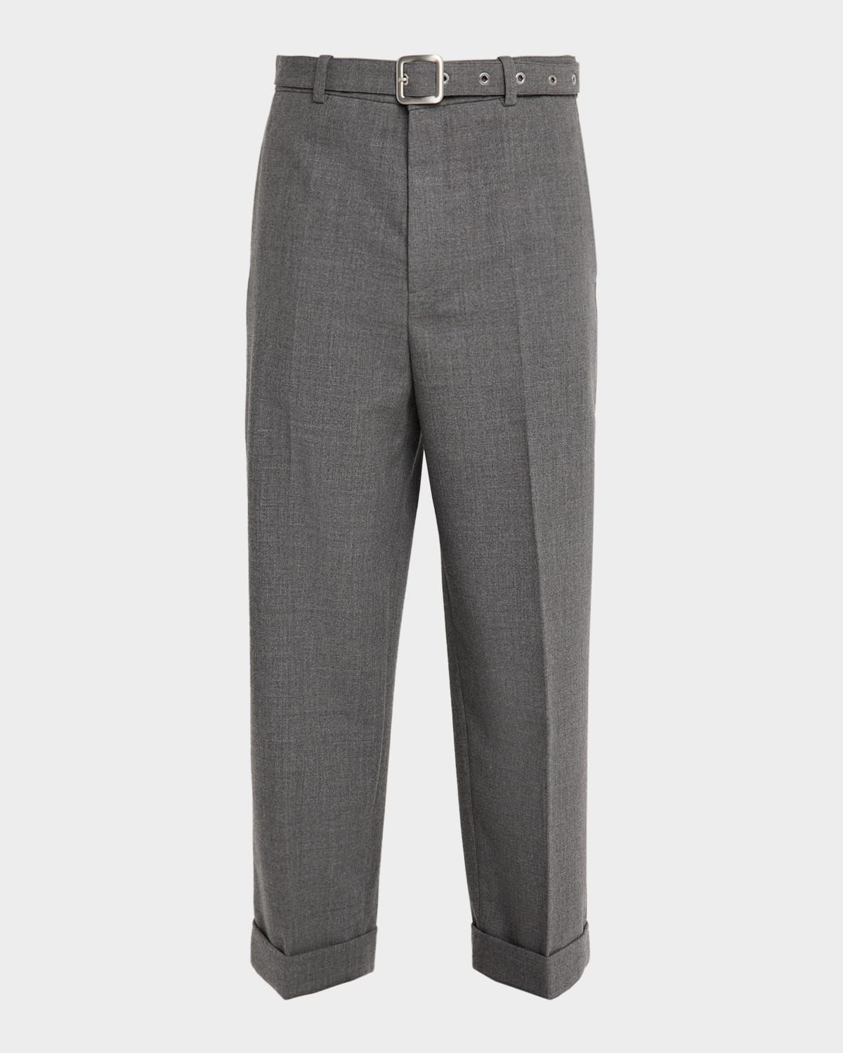 Men & apos;s Wool Metal-Stud Belted Trousers